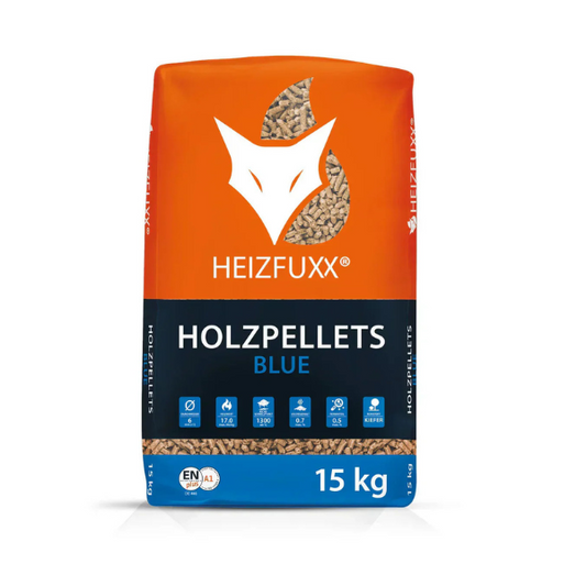 Heizfuxx® Holzpellets Blue – Buche &amp; Eiche, 975 kg (65 x 15-kg-Säcke), DIN EN ISO 17225-2 A1