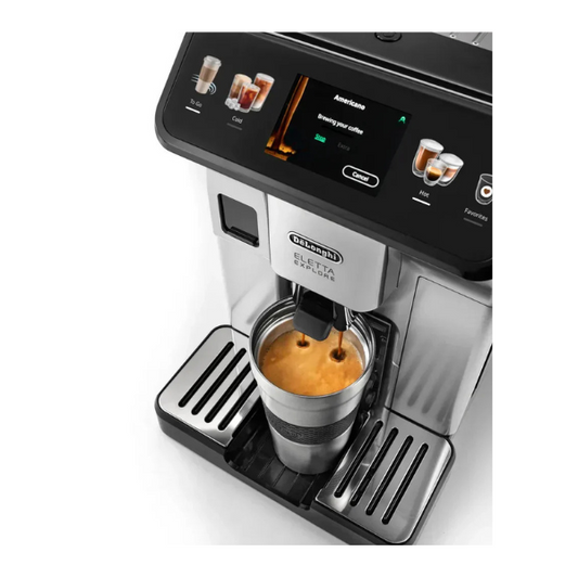 De’Longhi Eletta Explore ECAM450.55.S Kaffeevollautomat – Silber, 2,3 L Wassertank, heißer &amp; kalter Milchschaum